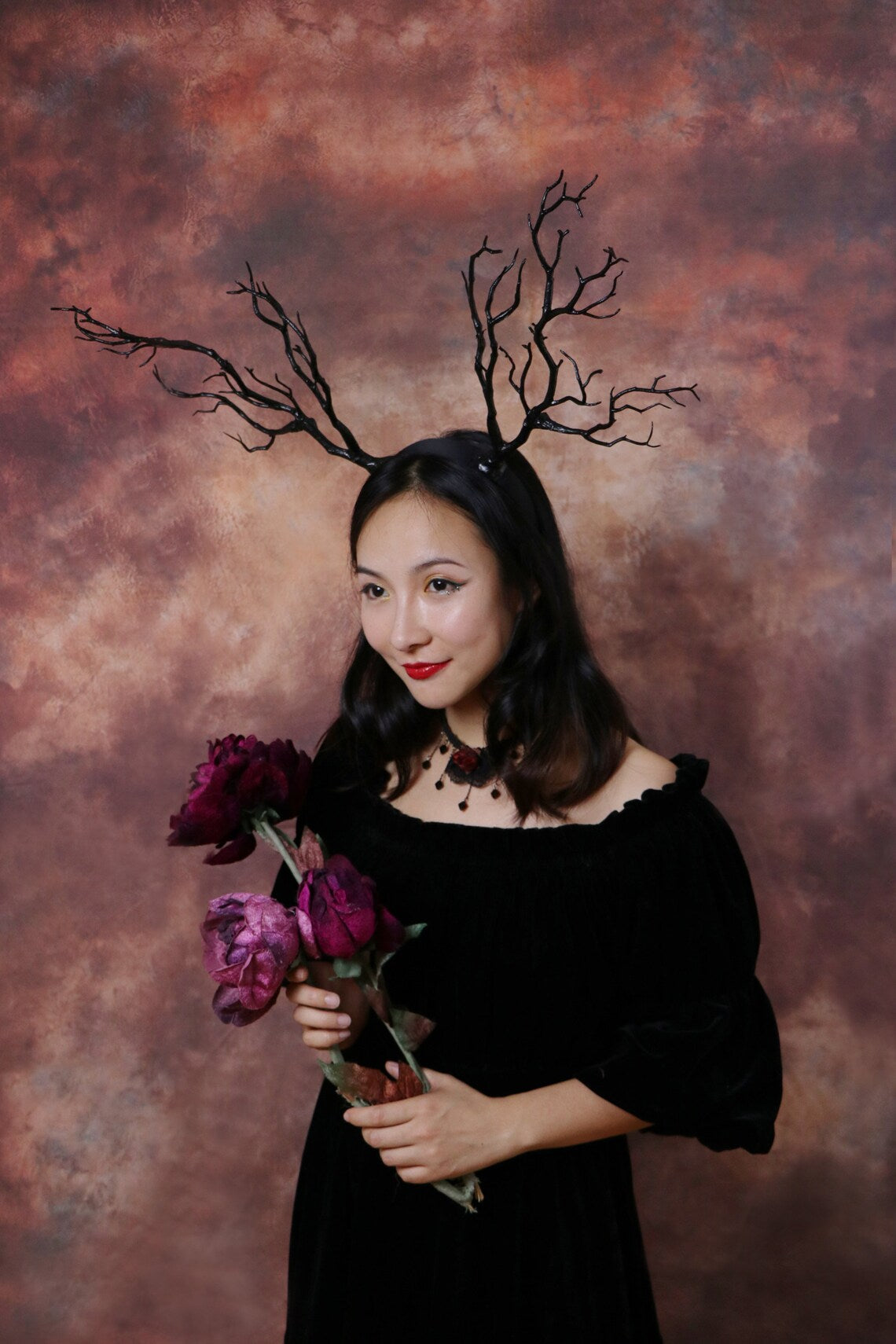 Black Branch Horn Headdress Antlers Costume